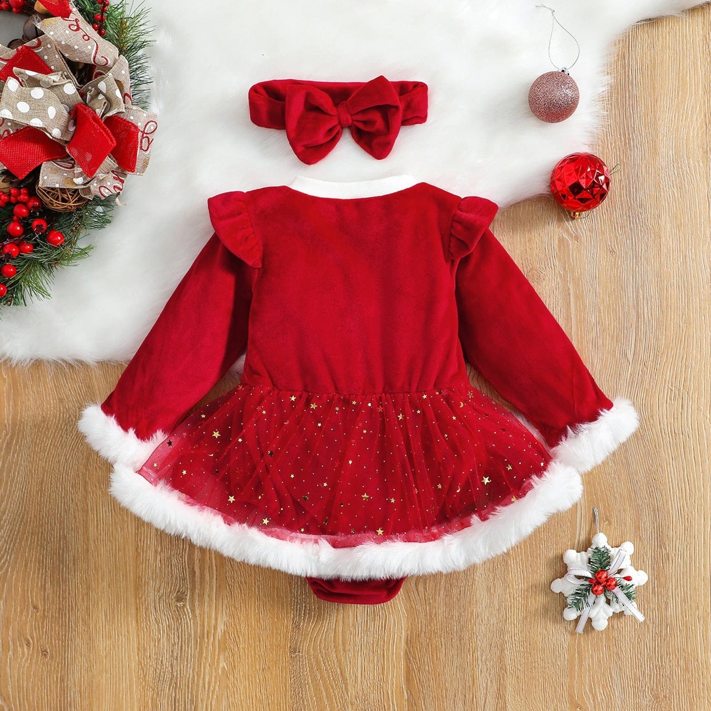 WeihnachtsTraum Kleid – Festliches Kleid mit Haarband für Kinder