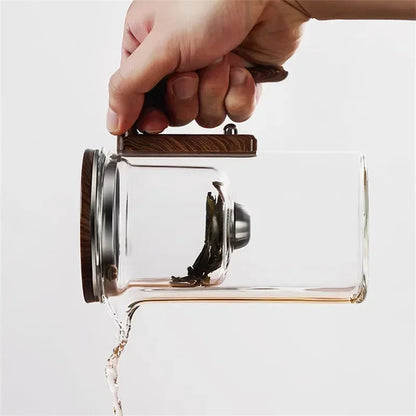 Eleganter Glas-Teebereiter mit Holzgriff – Stilvolles Aufbrühen