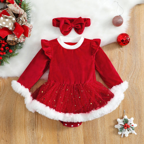 WeihnachtsTraum Kleid – Festliches Kleid mit Haarband für Kinder