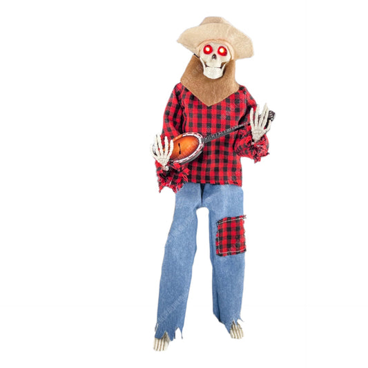Halloween-Skelett mit Banjo – Leuchtende Dekoration mit Sound