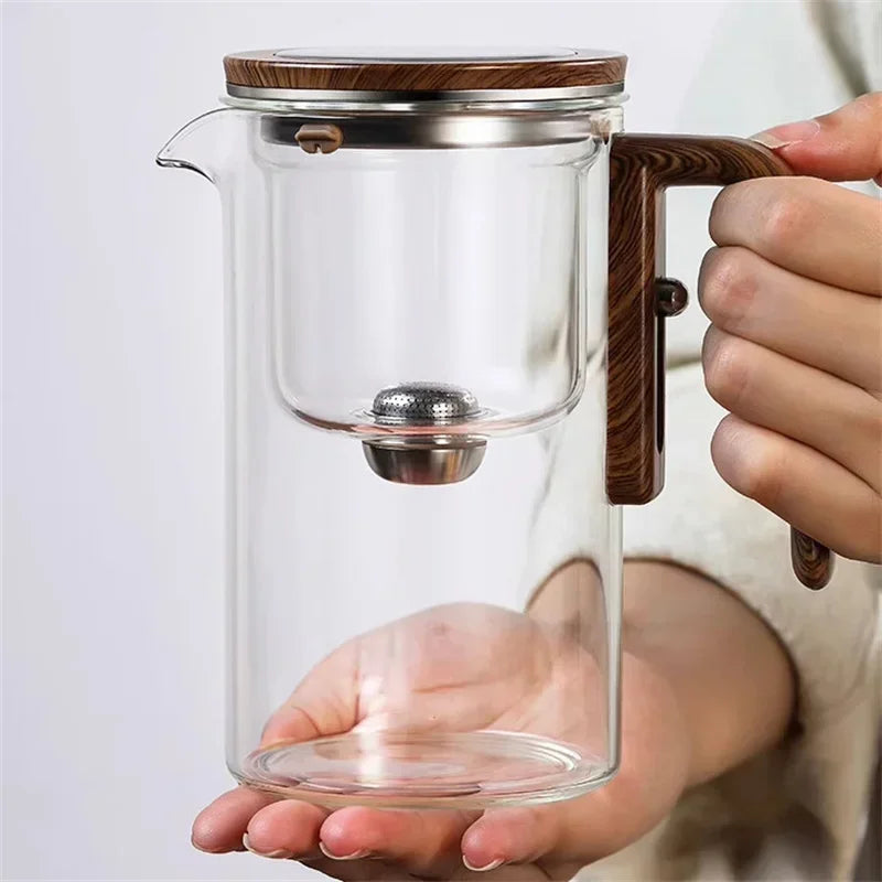 Eleganter Glas-Teebereiter mit Holzgriff – Stilvolles Aufbrühen