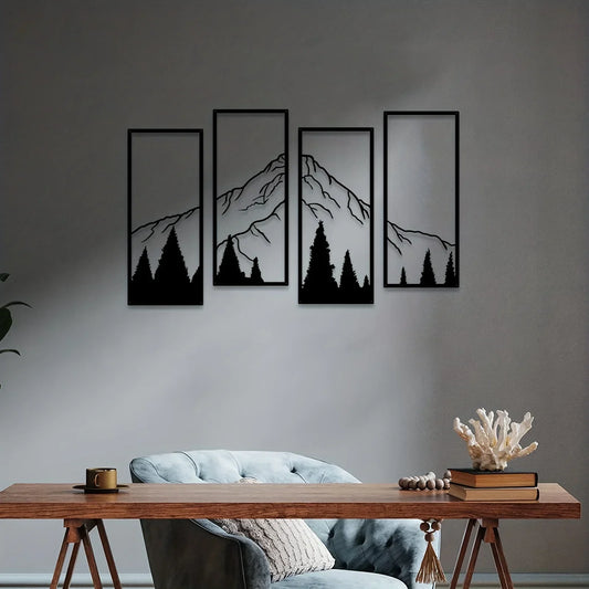 Majestätische Berge Wanddekoration – Vierteilige Kunstset