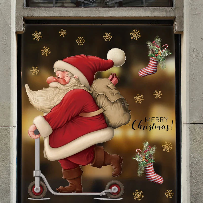 Weihnachts-Fensterdekoration – Festliche Dekoration mit Weihnachtsmann und Tieren für eine stimmungsvolle Weihnachten