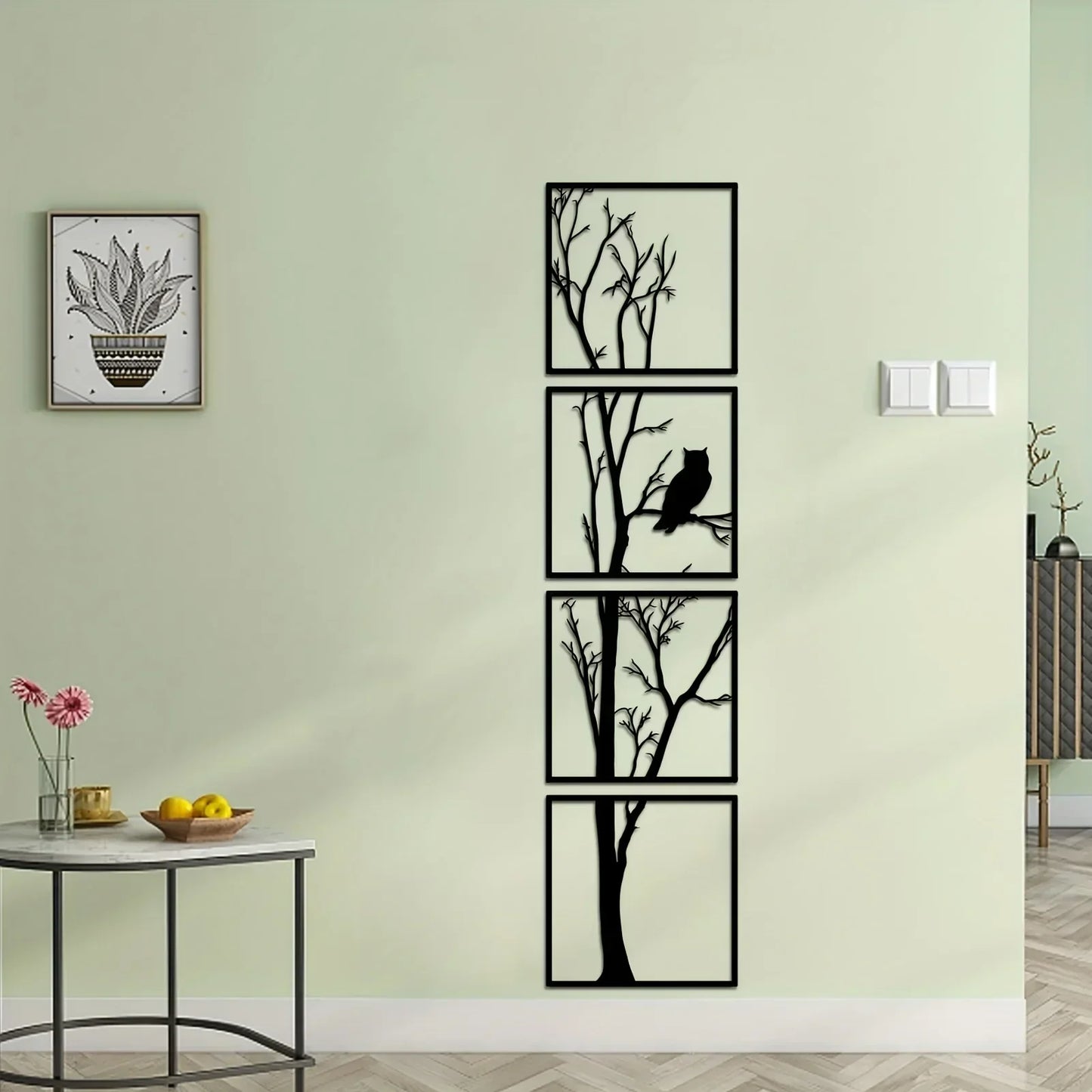 Wanddekoration Baum und Eule – Minimalistisch und Stilvoll