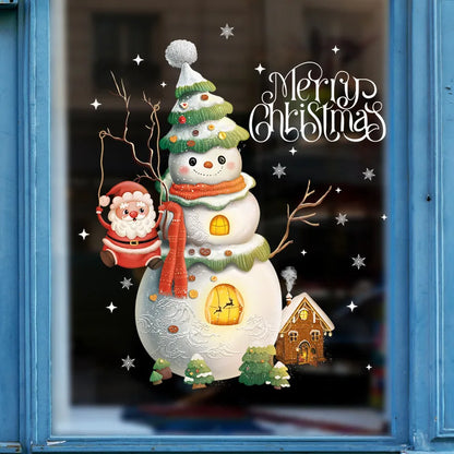 Weihnachts-Fensterdekoration – Festliche Dekoration mit Weihnachtsmann und Tieren für eine stimmungsvolle Weihnachten