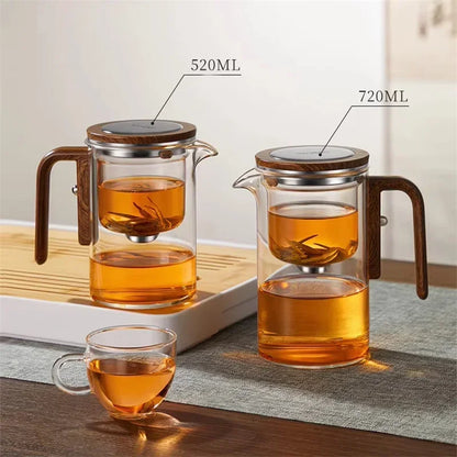 Eleganter Glas-Teebereiter mit Holzgriff – Stilvolles Aufbrühen