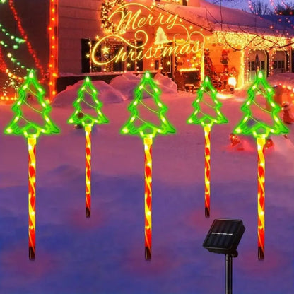 Set aus 5 Solarbetriebene Weihnachtsbaumlichter – Fröhliche Außenbeleuchtung für die Feiertage