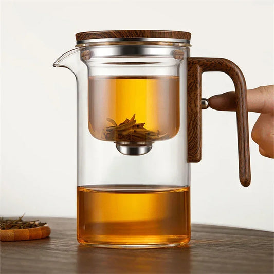 Eleganter Glas-Teebereiter mit Holzgriff – Stilvolles Aufbrühen