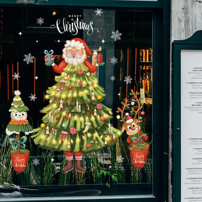 Weihnachts-Fensterdekoration – Festliche Dekoration mit Weihnachtsmann und Tieren für eine stimmungsvolle Weihnachten