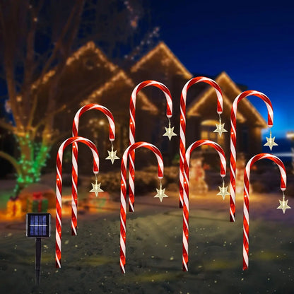 Weihnachtliche Solar-Bonbon-Stangen-Lichter – Strahlende Dekoration für festliche Abende