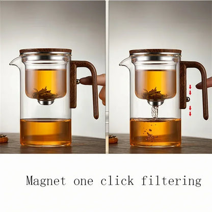 Eleganter Glas-Teebereiter mit Holzgriff – Stilvolles Aufbrühen