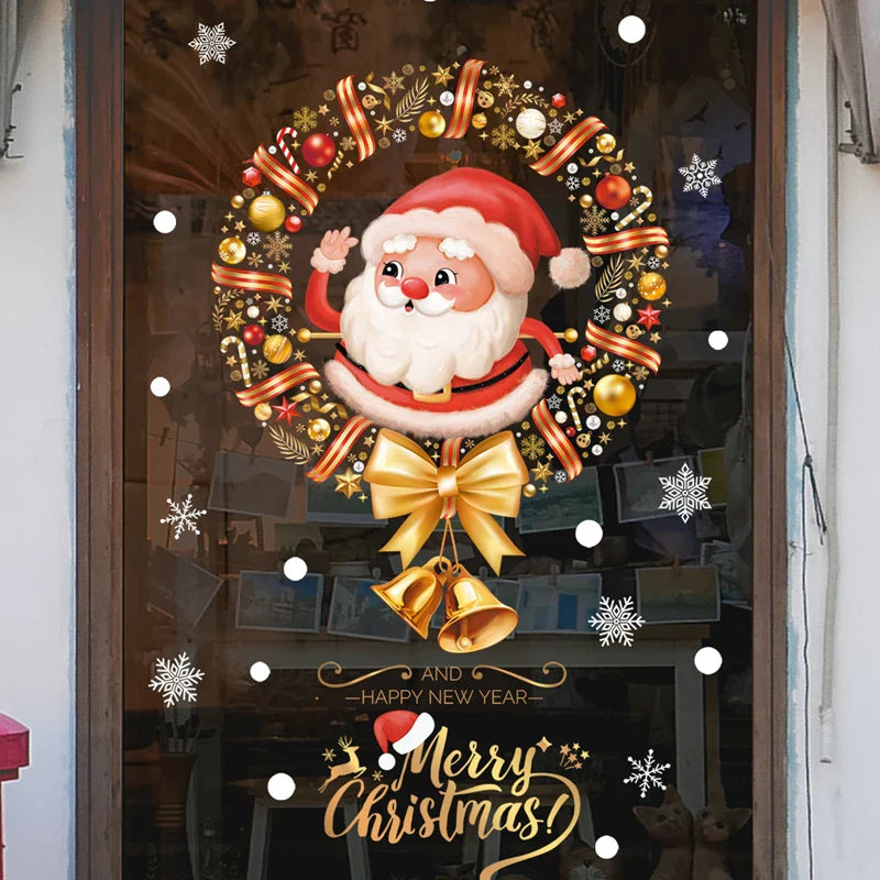 Weihnachts-Fensterdekoration – Festliche Dekoration mit Weihnachtsmann und Tieren für eine stimmungsvolle Weihnachten