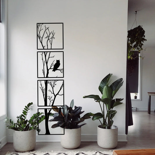 Minimalistische Wanddekoration mit Eulen-Motiv