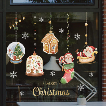 Weihnachts-Fensterdekoration – Festliche Dekoration mit Weihnachtsmann und Tieren für eine stimmungsvolle Weihnachten