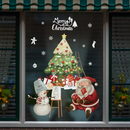 Weihnachts-Fensterdekoration – Festliche Dekoration mit Weihnachtsmann und Tieren für eine stimmungsvolle Weihnachten