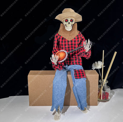 Halloween-Skelett mit Banjo – Leuchtende Dekoration mit Sound