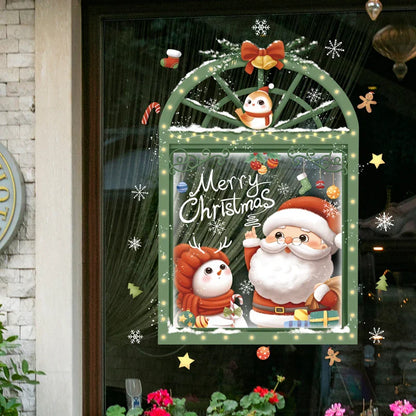 Weihnachts-Fensterdekoration – Festliche Dekoration mit Weihnachtsmann und Tieren für eine stimmungsvolle Weihnachten