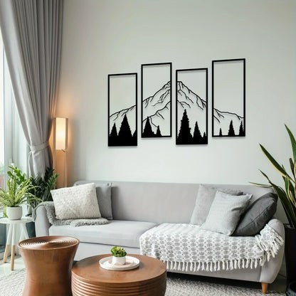Majestätische Berge Wanddekoration – Vierteilige Kunstset