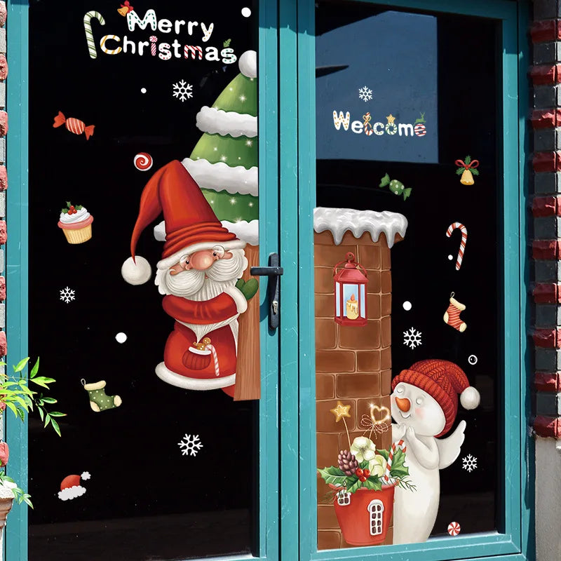 Weihnachts-Fensterdekoration – Festliche Dekoration mit Weihnachtsmann und Tieren für eine stimmungsvolle Weihnachten