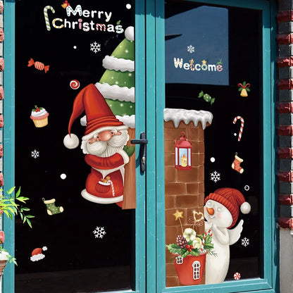 Weihnachts-Fensterdekoration – Festliche Dekoration mit Weihnachtsmann und Tieren für eine stimmungsvolle Weihnachten