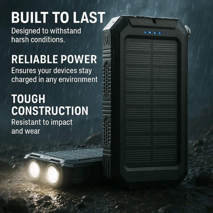 50000mAh Solarenergie Powerbank – Wasserdicht, Robust & Mit Taschenlampe