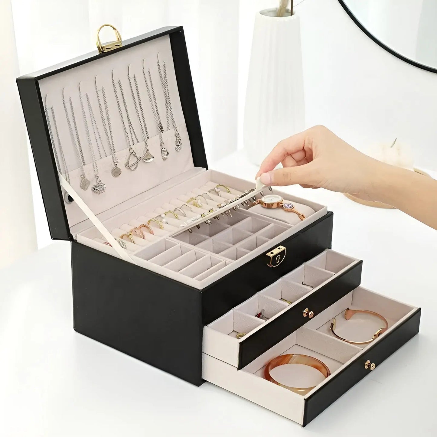 Luxuriöse Mehrschichtige Schmuckbox – Stilvoller & Langlebiger Organizer