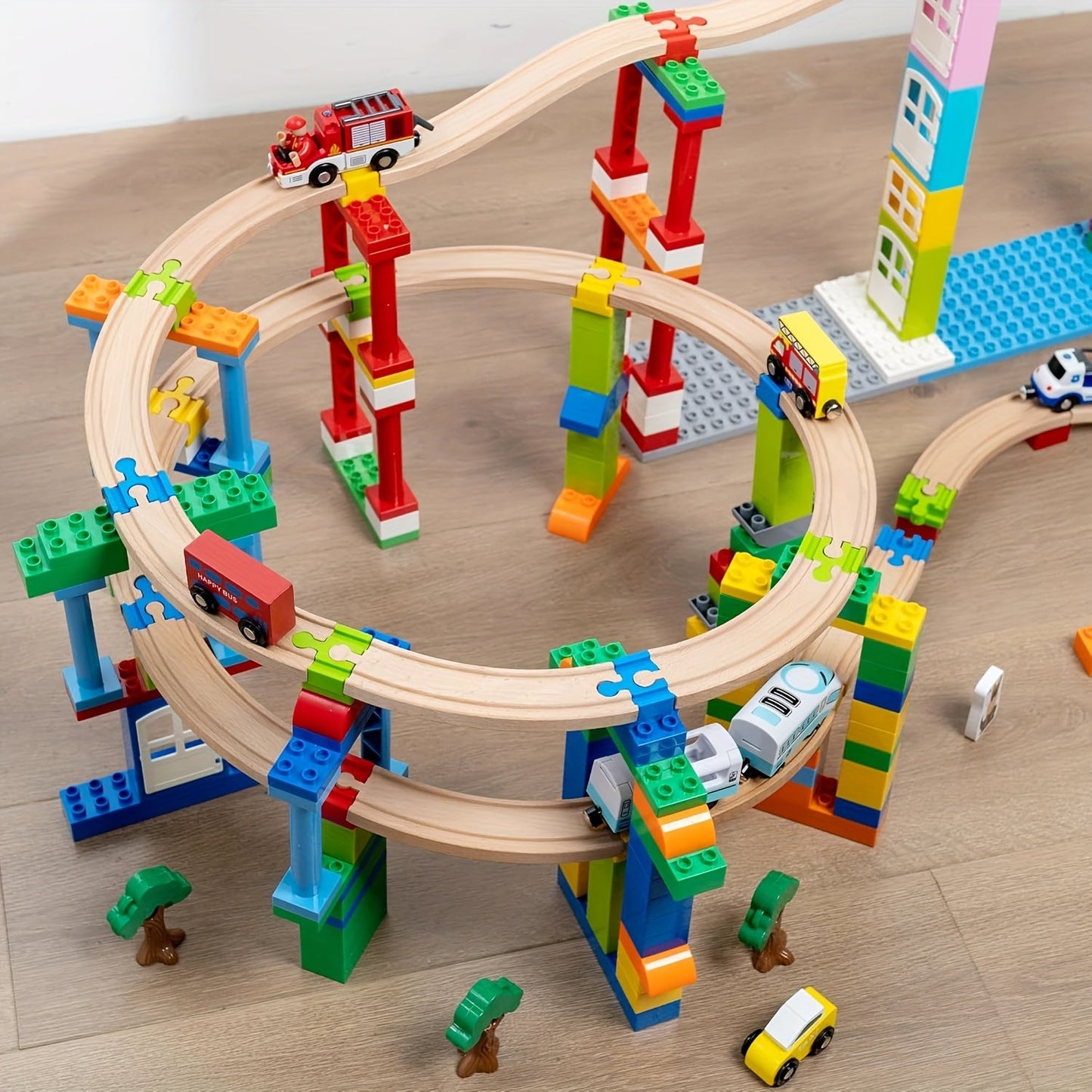 Set von 7-14 Bunt Holzgleisadaptern – Verstellbare Verbinder für den Modellbau