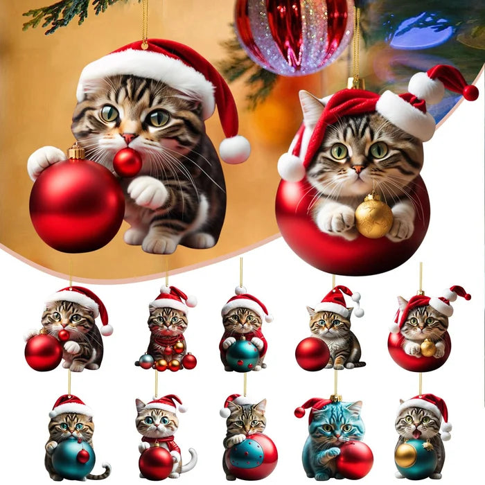 Weihnachts-Katzen-Ornament – Niedliche festliche Baumdekoration