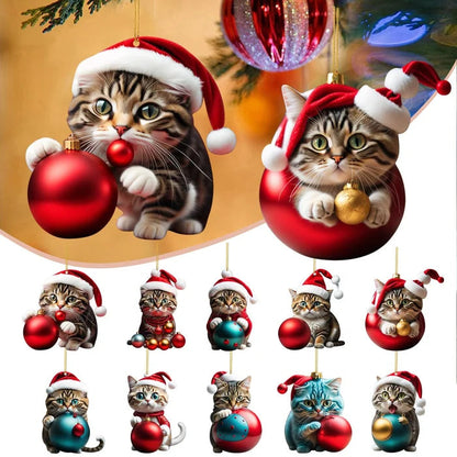 Weihnachts-Katzen-Ornament – Niedliche festliche Baumdekoration