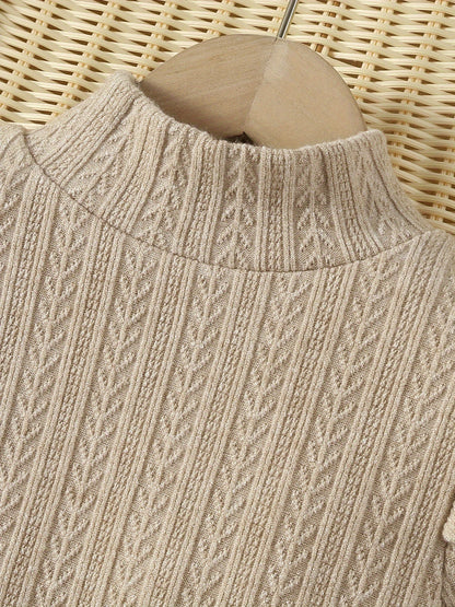 Emma Winter Outfit für Kinder – Rollkragenpullover mit Karorock und Mütze