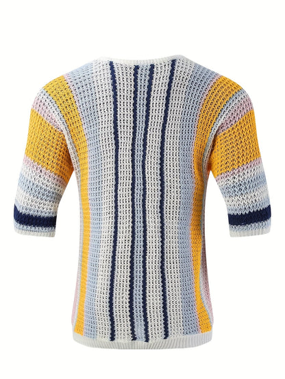 Lässiger Streifen Strickpullover – Bequem und Luftig