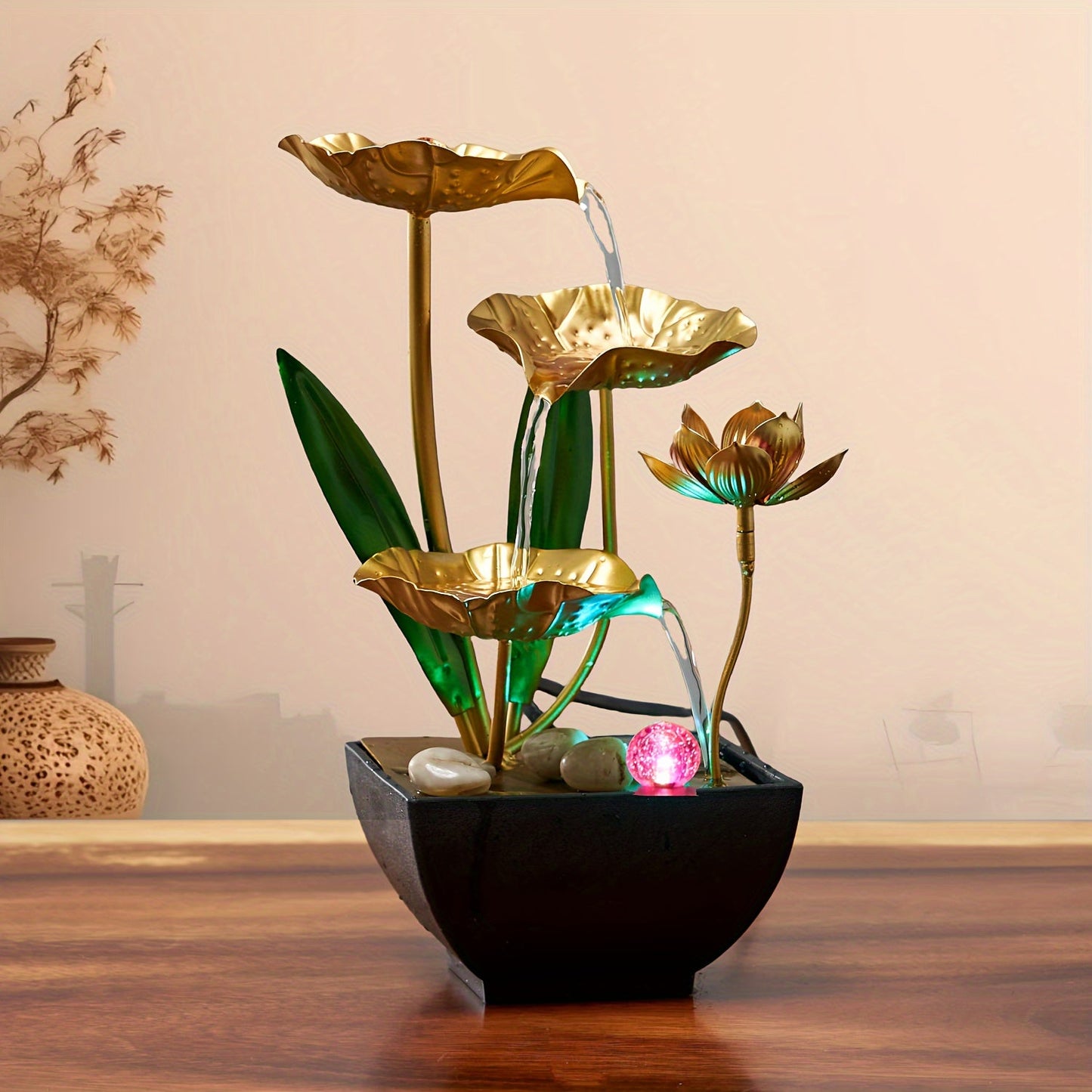 Serene Lotus Innenbrunnen – Beruhigend und Stimmungsvoll