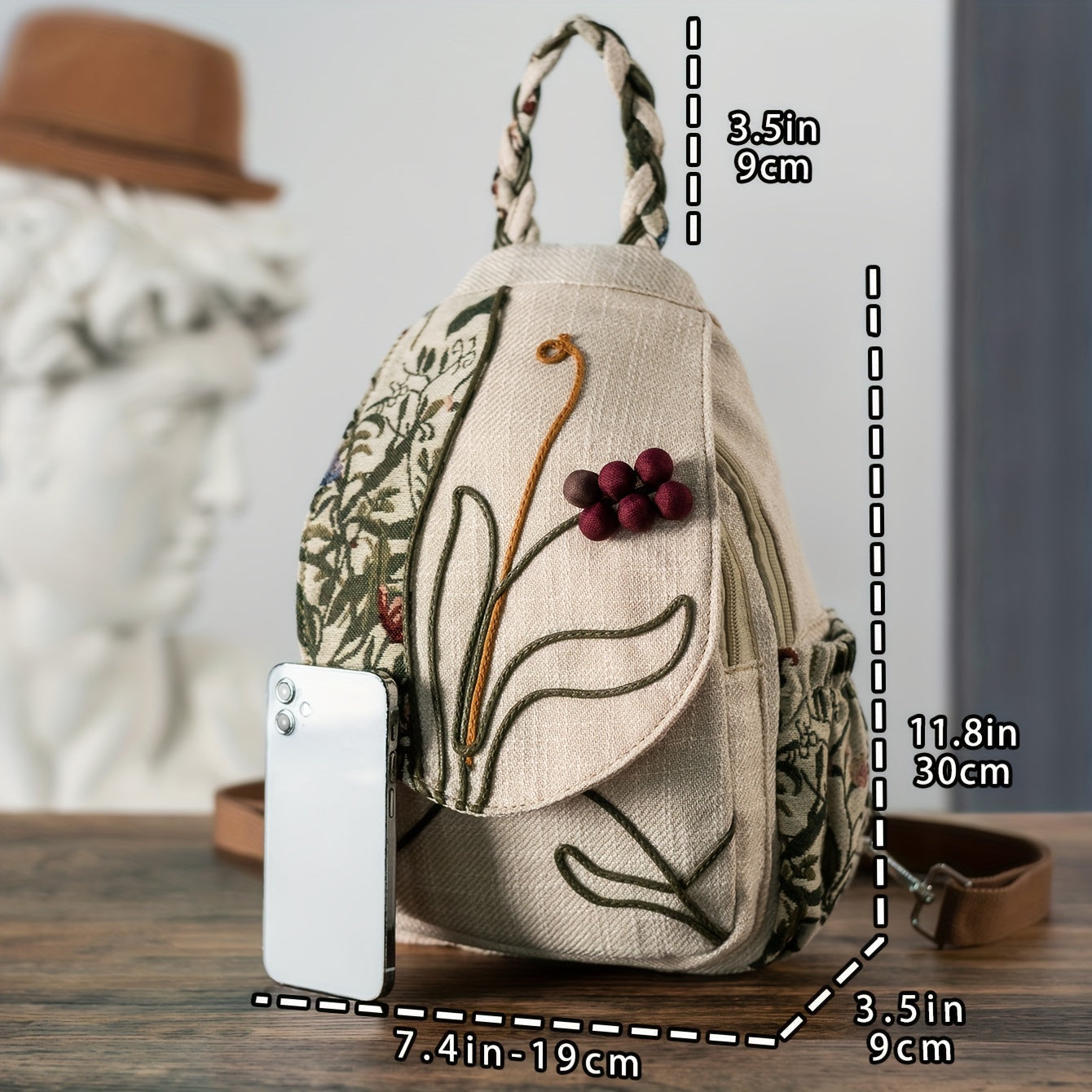 EthnoCharm Stickerei Rucksack – Künstlerisch und Praktisch