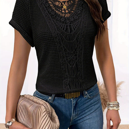 Damen Casual T-Shirt mit Spitze - Komfort und Eleganz