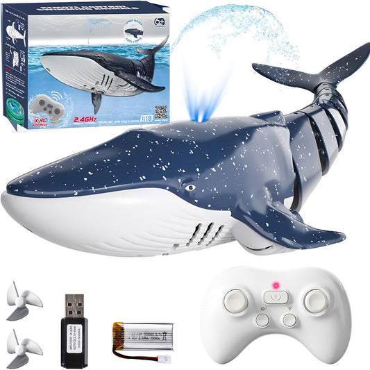 1:18 Maßstab RC Walvishaai mit 360° Rotation, 180° Flexibilität, LED Licht spritzend, programmierbare Geschwindigkeitsregelung - USB aufladbar, ideal für Sommer-Spiel und Geburtstagsgeschenk für Jugendliche