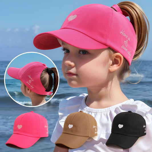 Verstellbare Baseballmütze für Kinder – Herzstickerei und atmungsaktiver Sitz