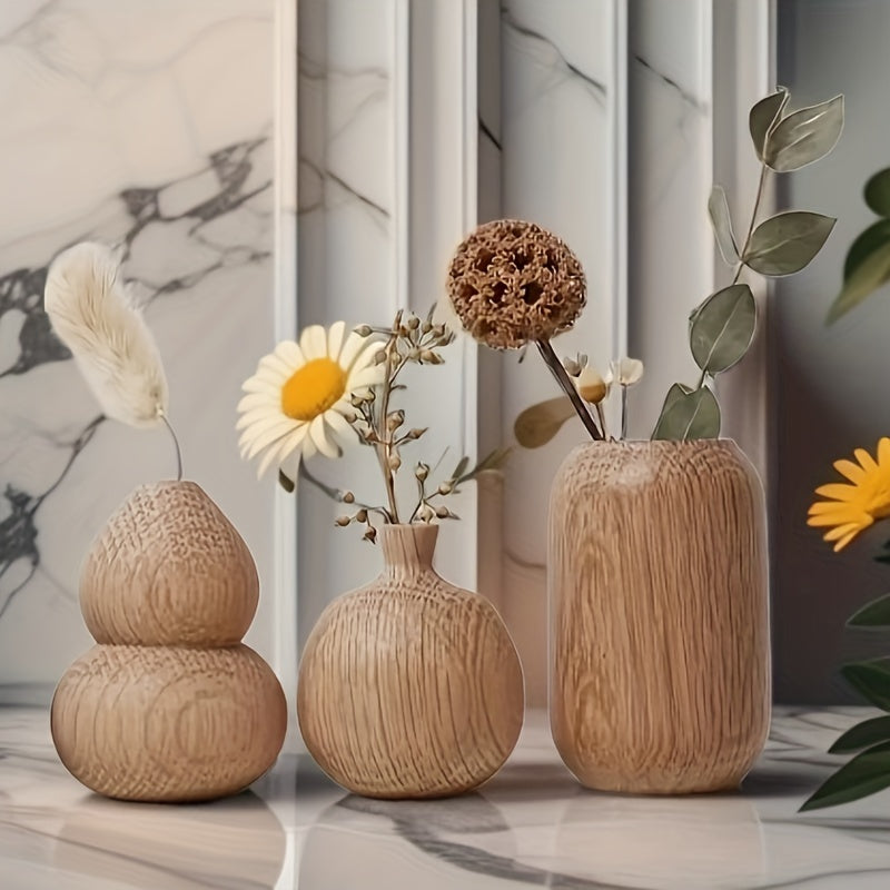 Holzgeometrische Vasen Set – Ein zeitloses Stück für dein Interieur
