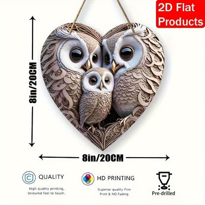 Rustikales Holz Eulenfamilie Herzbild - Für Ein Warmes Zuhause