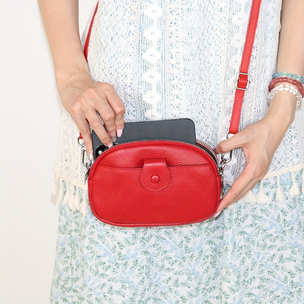Große Kapazität Vintage Crossbody Tasche – Echtleder mit mehreren Fächern
