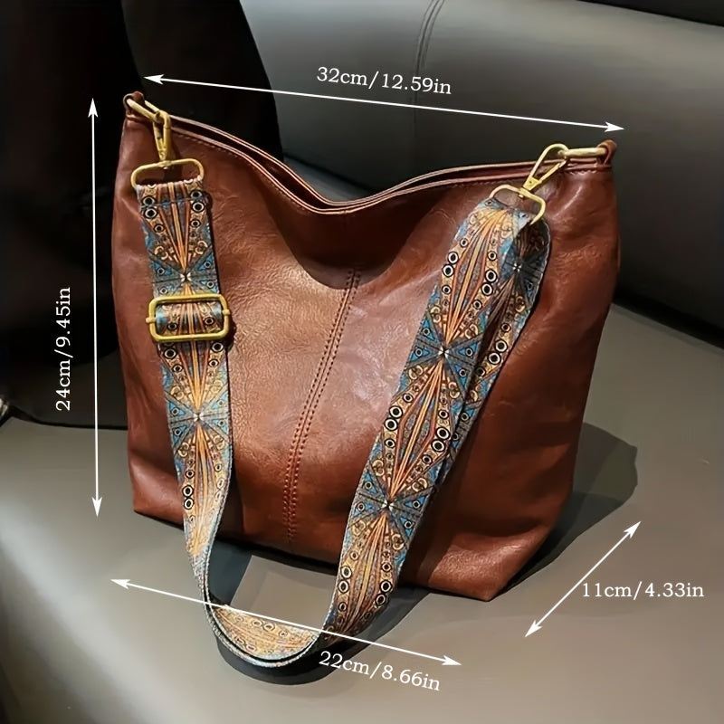 Breite Geometrische Tasche – Große Kapazität Crossbody mit Retro-Vibe