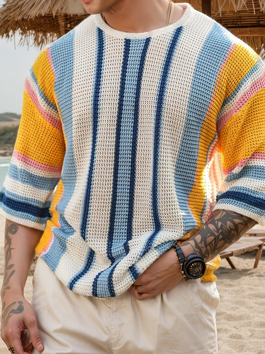 Lässiger Streifen Strickpullover – Bequem und Luftig