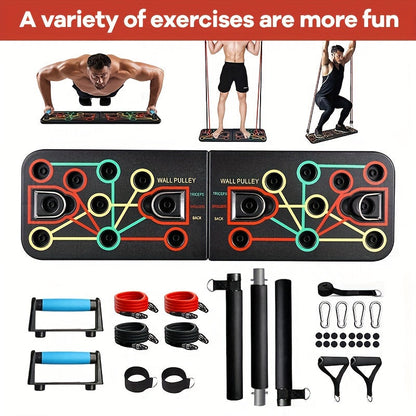 Push-up-Plank-Set mit Griffen, Widerstandsbändern und Zubehör – ideal für Brust und Bauch