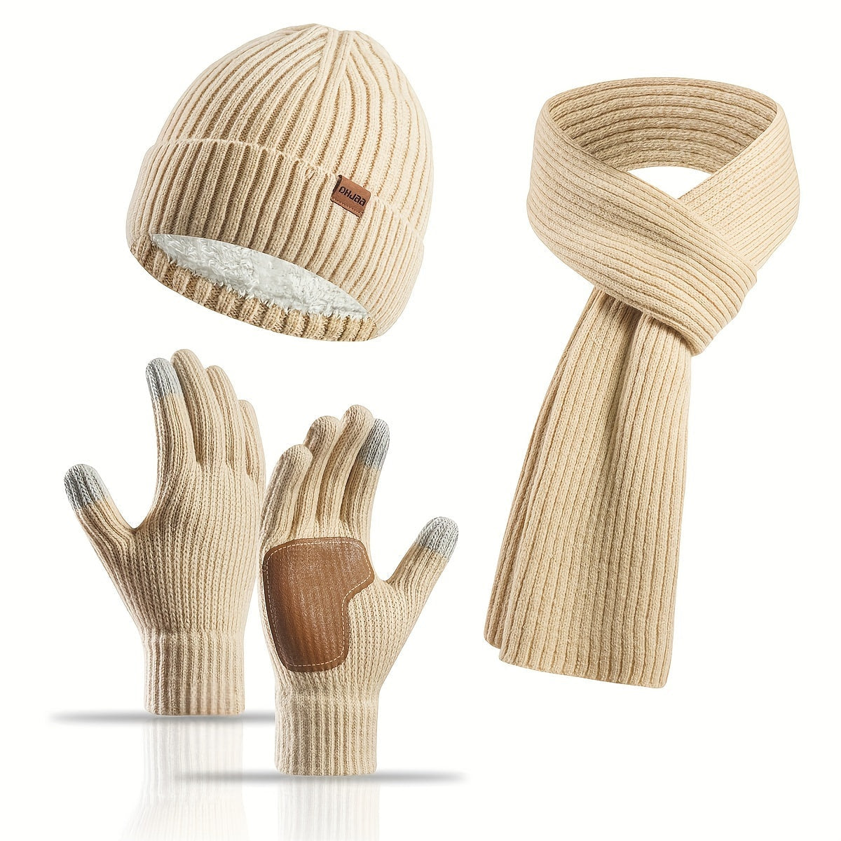 Fröhliches Winterset – Mütze, Schal und Handschuhe für Paare