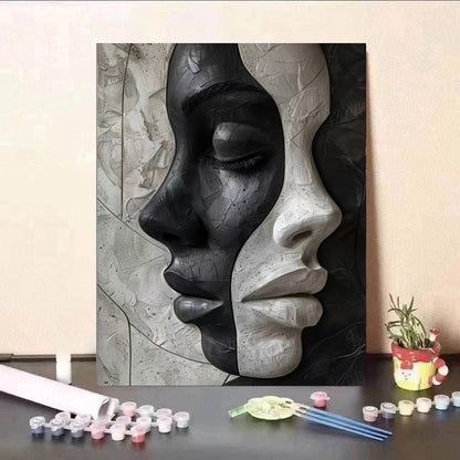 Abstraktes Weibliches 3D-Porträt – DIY Leinwand-Set für Kunstliebhaber