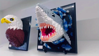 Kreative 3D Wandkunst Bauklötze – Hai und Adler Kollektion