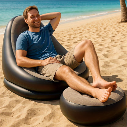 Aufblasbares Sofa-Lounger mit Fußstütze – Wasserdicht & Bequem