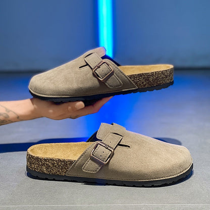 Unisex Slip-On Kunstsuede Mules – Leicht und Komfortabel mit Korksohle