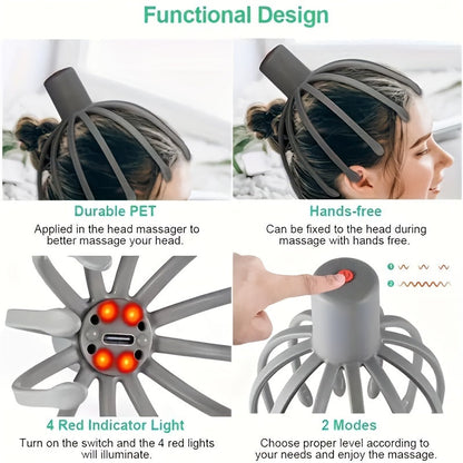 Elektrische Octopus Kopfhautmassager – USB Aufladbar und Kompakt
