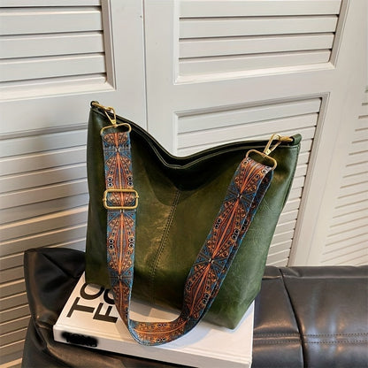 Breite Geometrische Tasche – Große Kapazität Crossbody mit Retro-Vibe