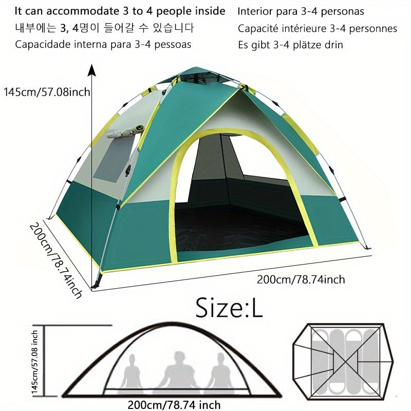 Schnell-Aufbau 4-Personen Campingzelt – Atmungsaktiver und Winddichter Schutz